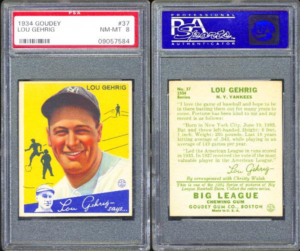 1934 Goudey #37 Lou Gehrig PSA 8 NM-MT