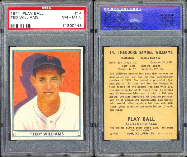 1941 Play Ball #14 Ted Williams PSA 8 NM-MT
