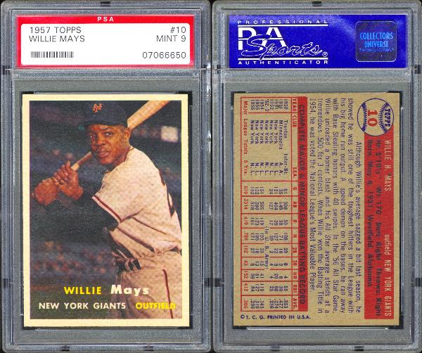 1957 Topps #10 Willie Mays PSA 9 MINT