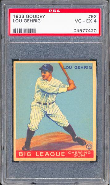 1933 Goudey #92 Lou Gehrig PSA 4 VG/EX
