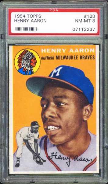 1954 Topps #128 Henry Aaron PS 8 NM/MT