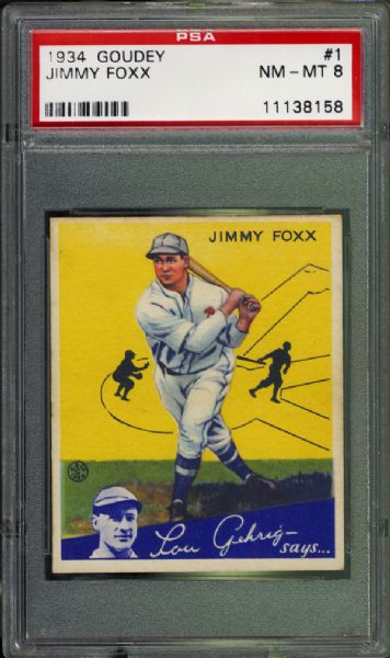 1934 Goudey #1 Jimmy Foxx PSA 8 NM/MT
