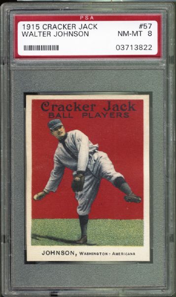 1915 Cracker Jack #57 Walter Johnson PSA 8 NM/MT