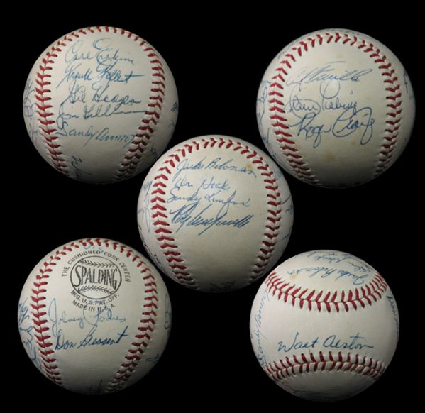 Spectacular 1955 Brooklyn Dodgers Team Signed ONL (Giles) Ball With Robinson, Campanella And Koufax On The Same Panel PSA/DNA NM/MT 8