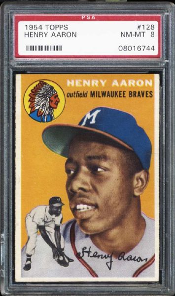 1954 Topps #128 Henry Aaron PSA 8 NM/MT