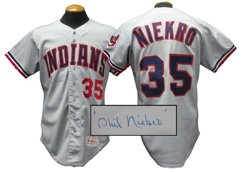 Lot Detail - 1986-87 Phil Niekro Cleveland Indians Game-Used Signed Jersey