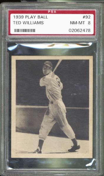 1939 Play Ball #92 Ted Williams PSA 8 NM/MT