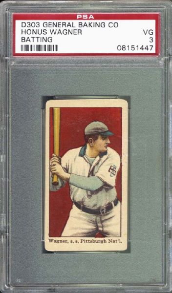 1915 D303 Honus Wagner Featuring An Exceptionally Scarce Mothers Bread  Reverse Advertisement PSA 3 VG