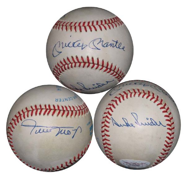 Mickey Mantle/Duke Snider/Willie Mays Signed OAL (Brown) Ball LOA JSA