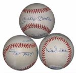 Mickey Mantle/Duke Snider/Willie Mays Signed OAL (Brown) Ball LOA JSA