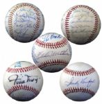 Group of 5 Autographed Baseballs with HOFers LOAs JSA