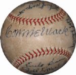 1939 Philadelphia As Team-Signed Official PCL Ball Featuring Connie Mack LOA JSA