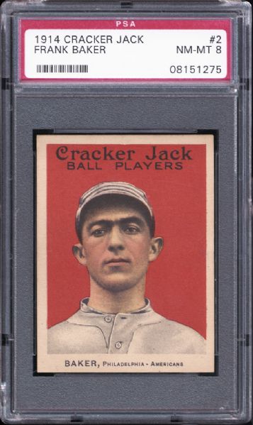1914 Cracker Jack #2 Frank Baker PSA 8 NM/MT