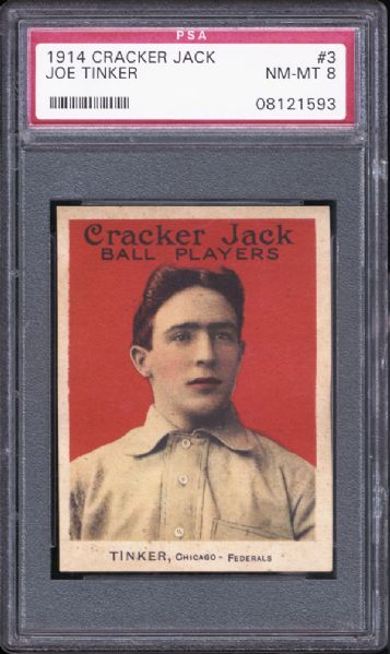 1914 Cracker Jack #3 Joe Tinker PSA 8 NM/MT