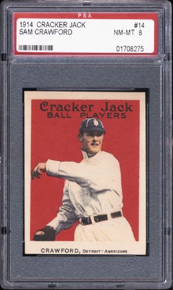 1914 Cracker Jack #14 Sam Crawford PSA 8 NM/MT