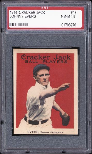 1914 Cracker Jack #18 Johnny Evers PSA 8 NM/MT