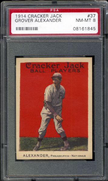 1914 Cracker Jack #37 Grover Alexander PSA 8 NM/MT