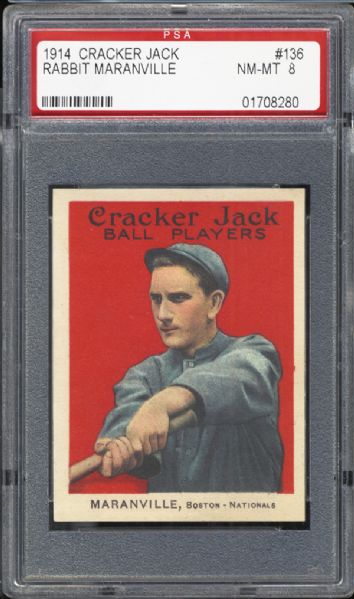 1914 Cracker Jack #136 Rabbit Maranville PSA 8 NM/MT