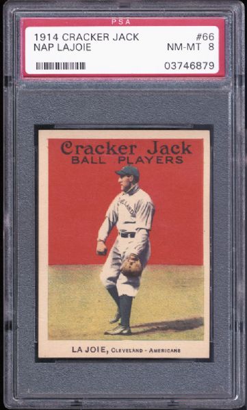 1914 Cracker Jack #66 Nap Lajoie PSA 8 NM/MT