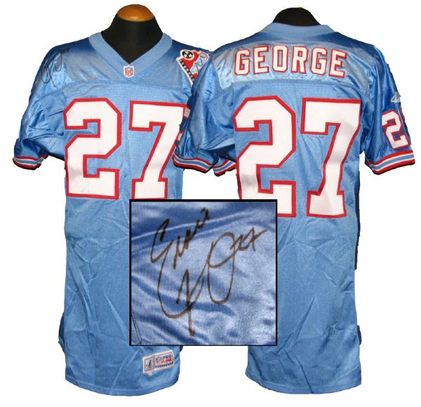 1998 Eddie George Tennessee Oilers Game-Used Signed Home Jersey