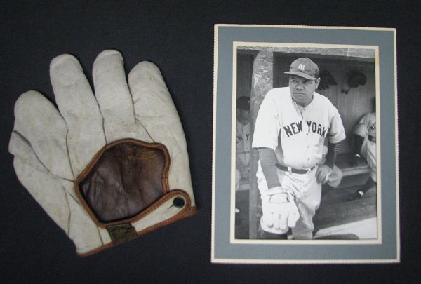 Babe Ruth Type I Photo with Vintage Glove