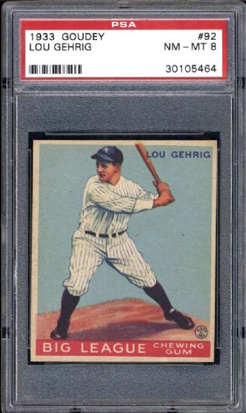 1933 Goudey #92 Lou Gehrig PSA 8 NM/MT
