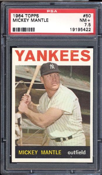 1964 Topps #50 Mickey Mantle PSA 7.5 NM+