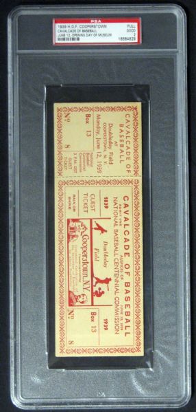 1939 Cavalcade of Baseball H.O.F Cooperstown Opening Day Full Ticket PSA 2 GOOD