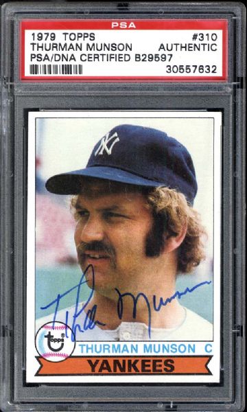 The Finest 1979 Topps #310 Thurman Munson Autographed Card PSA/DNA Authentic