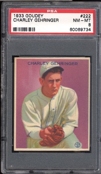 1933 Goudey #222 Charley Gehringer PSA 8 NM/MT