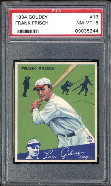 1934 Goudey #13 Frank Frisch PSA 8 NM/MT