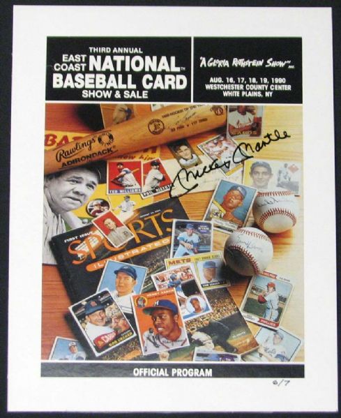 1990 Mickey Mantle Autographed East Coast National Official Program Poster LOA JSA
