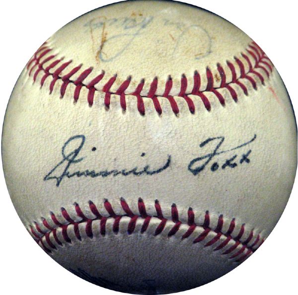 Jimmie Foxx Signed Baseball LOA JSA