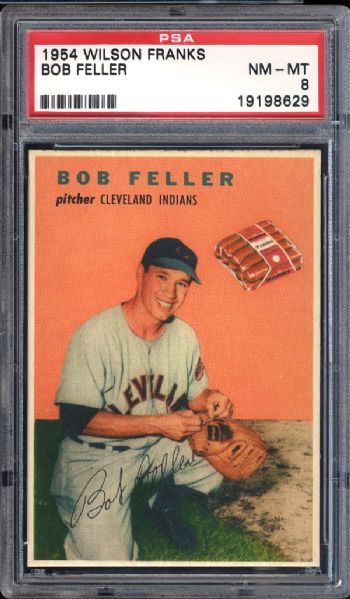 1954 Wilson Franks Bob Feller PSA 8 NM/MT