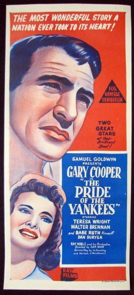 1942 "The Pride of the Yankees" Australian Variant Movie Poster