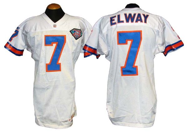 1994 John Elway Denver Broncos Game-Used Road Jersey with 75th Anniversary Patch