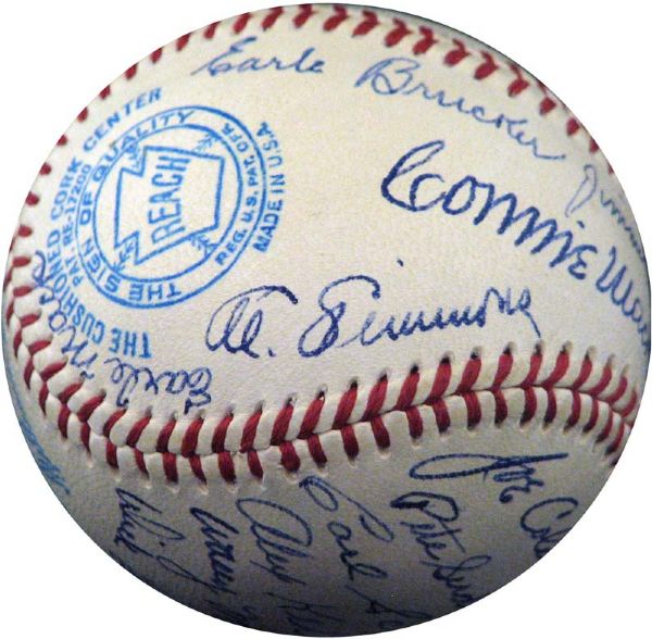 1951 Philadelphia Athletics Team Signed OAL (Harridge) Ball with Al Simmons
