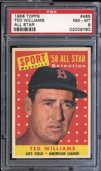 1958 Topps #485 Ted Williams All Star PSA 8 NM/MT