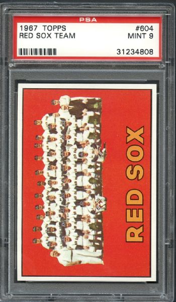 1967 Topps #604 Red Sox Team PSA 9 MINT