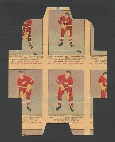 1951-52 Parkhurst Wrapper Featuring Gordie Howe Rookie and Red Kelly Rookie
