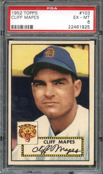 1952 Topps #103 Cliff Mapes PSA 6 EX/MT