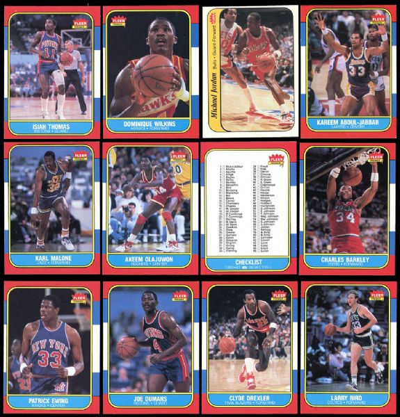 1986 Fleer Basketball Near Complete Set and Near Complete Sticker Set