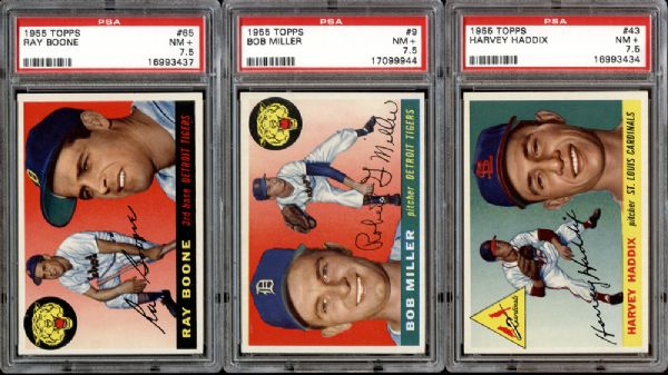 1955 Topps Group of (3) All PSA 7.5 NM+