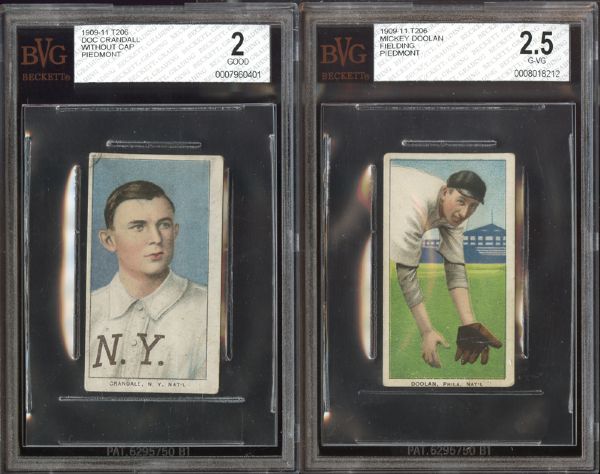 1909-11 T206 Group of (2) Both BVG Graded