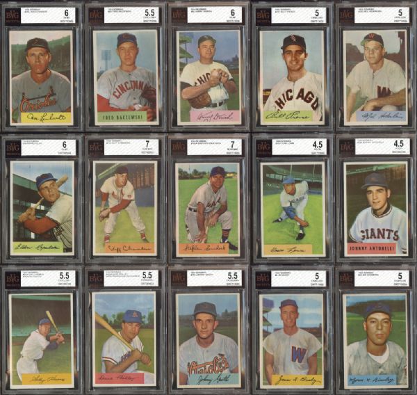 1954 Bowman Group of (15) All BVG Graded