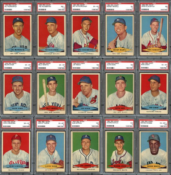 1954 Red Heart Near Complete Set 32/33 Completely PSA Graded