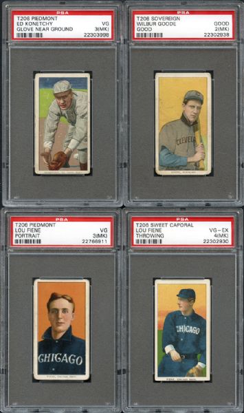 1909-11  T206 Group of 4 PSA Graded Cards