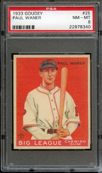 1933 Goudey #25 Paul Waner PSA 8 NM/MT