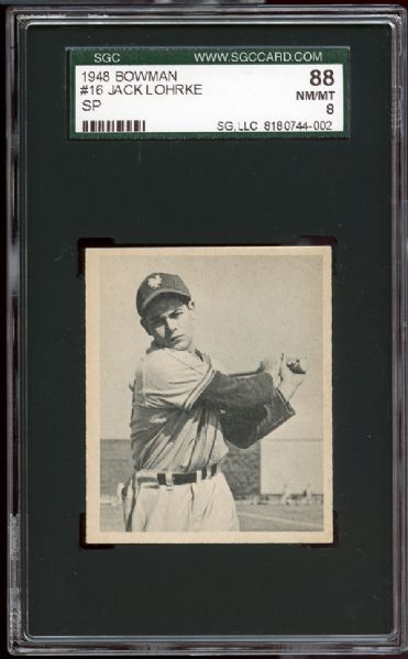 1948 Bowman #16 Jack Lohrke SGC 88 NM/MT