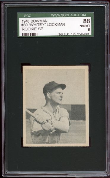1948 Bowman #30 Whitey Lockman SGC 88 NM/MT 8